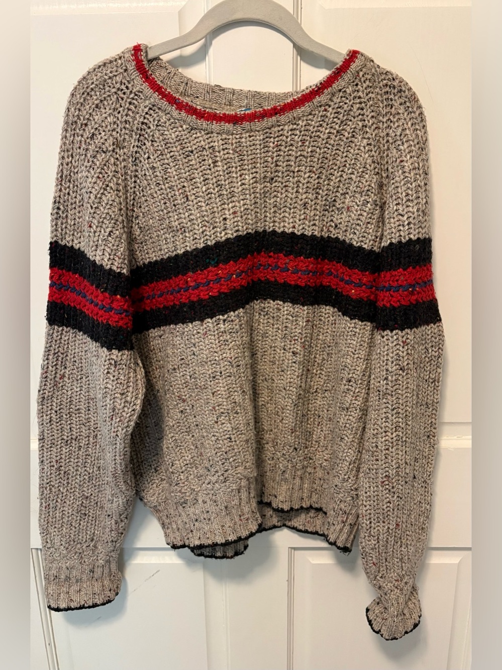Vintage Concrete oatmeal chunky wool blend knit 90s men’s sweater size l large